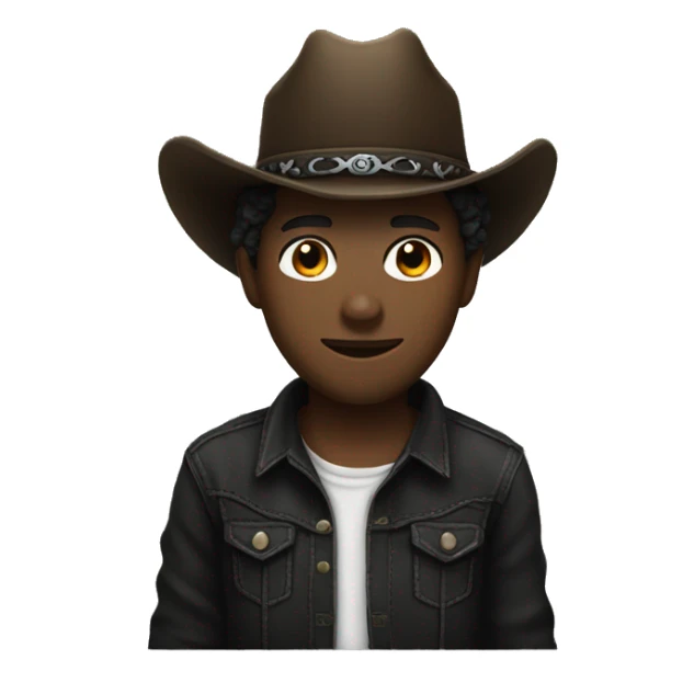 Lightskined dark face with a cowboy hat and black bandana sticker