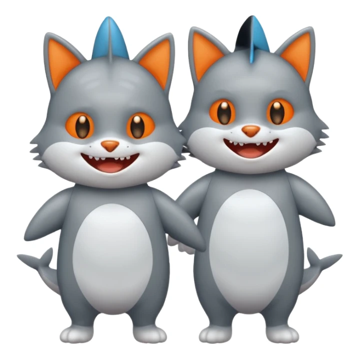 2 happy cats wearing shark costumes sticker