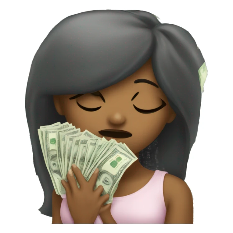 girl kisses money sticker