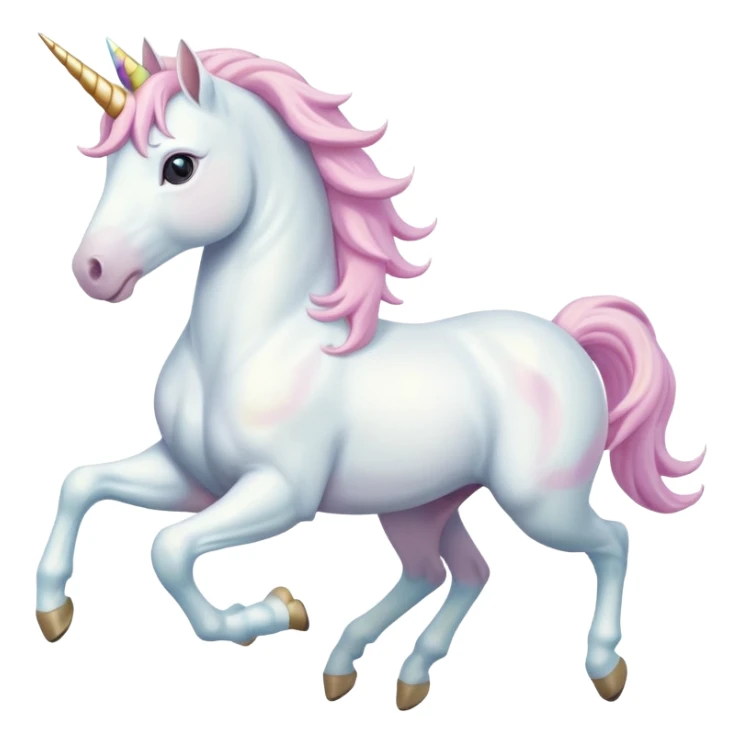 Fullbody realistic four-legged White unicorn with pastel color mane galloping sticker