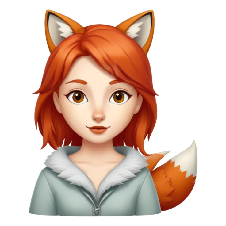 red haired girl in the form of a fox  sticker