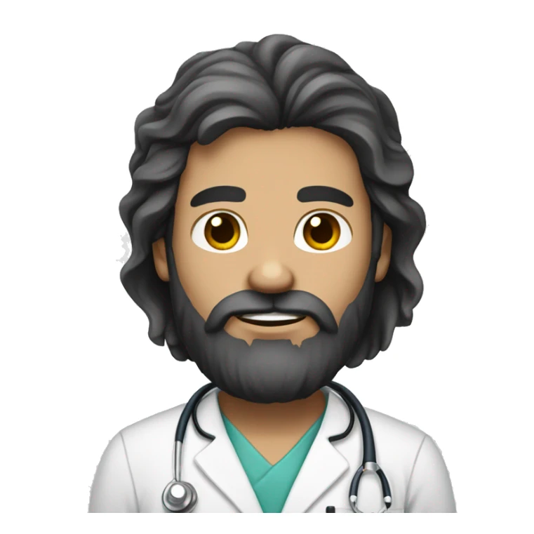 White skin Surgeon with long dark hair and big beard sticker