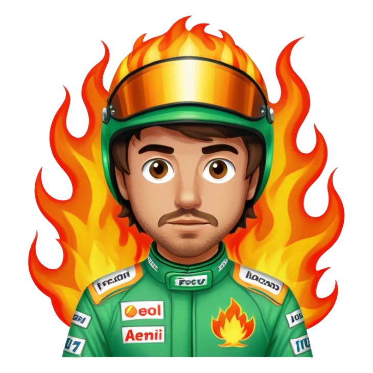 fernando alonso F1 flames green suit sticker