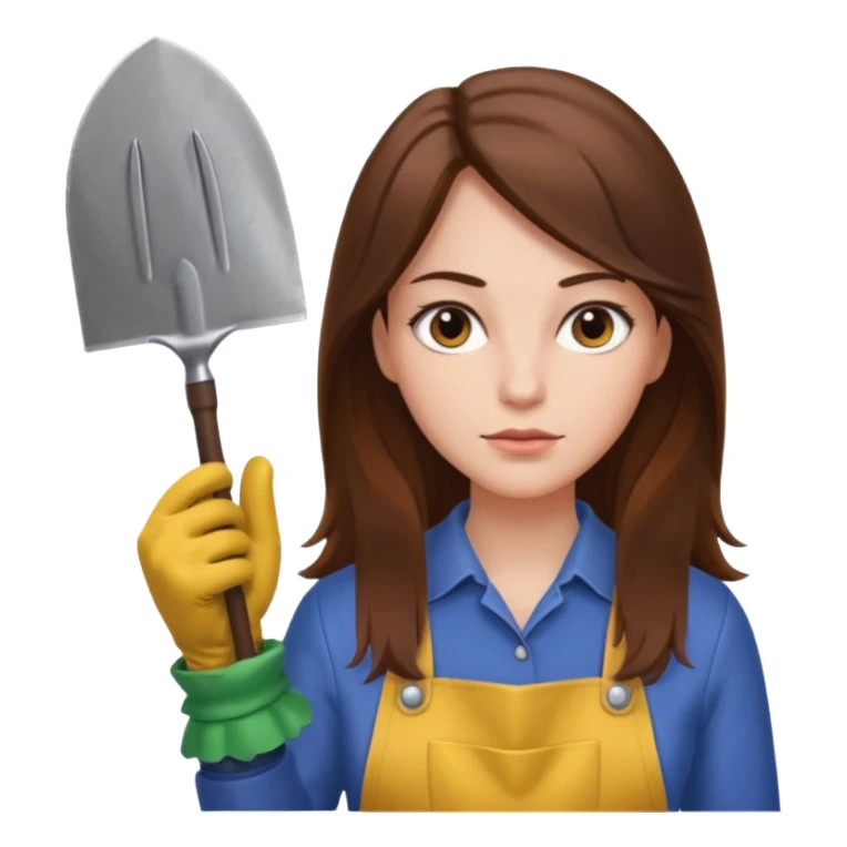 long brown hair white serious woman Gardening sticker