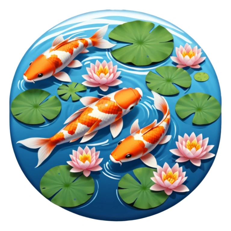 koi and lotus in circle pond sticker