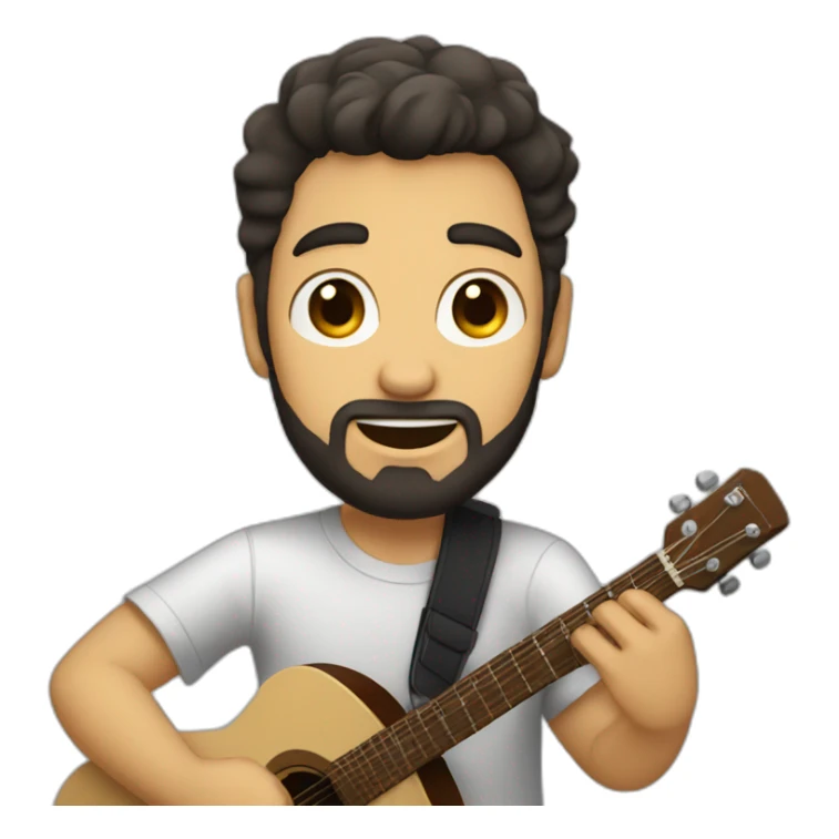 A white guy with dark hair and a little beard playing guitar and singing sticker