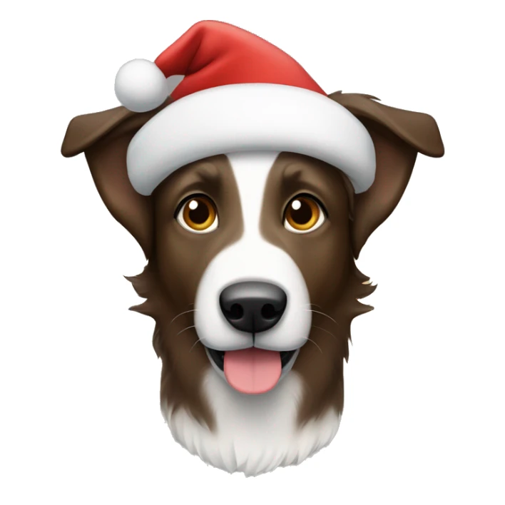 A Austrian shepherd that’s black brown and white and has a Santa hat on sticker