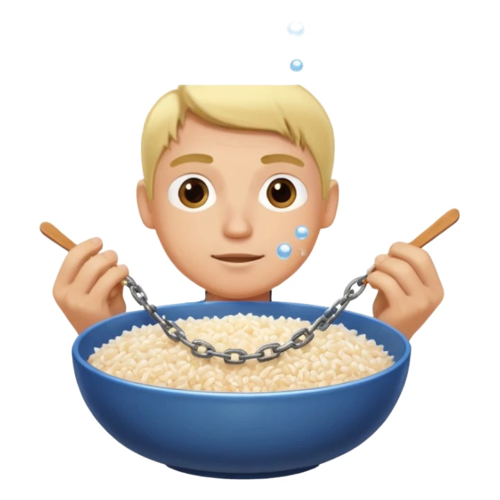blonde man making a bowl of rice bubbles in chains sticker