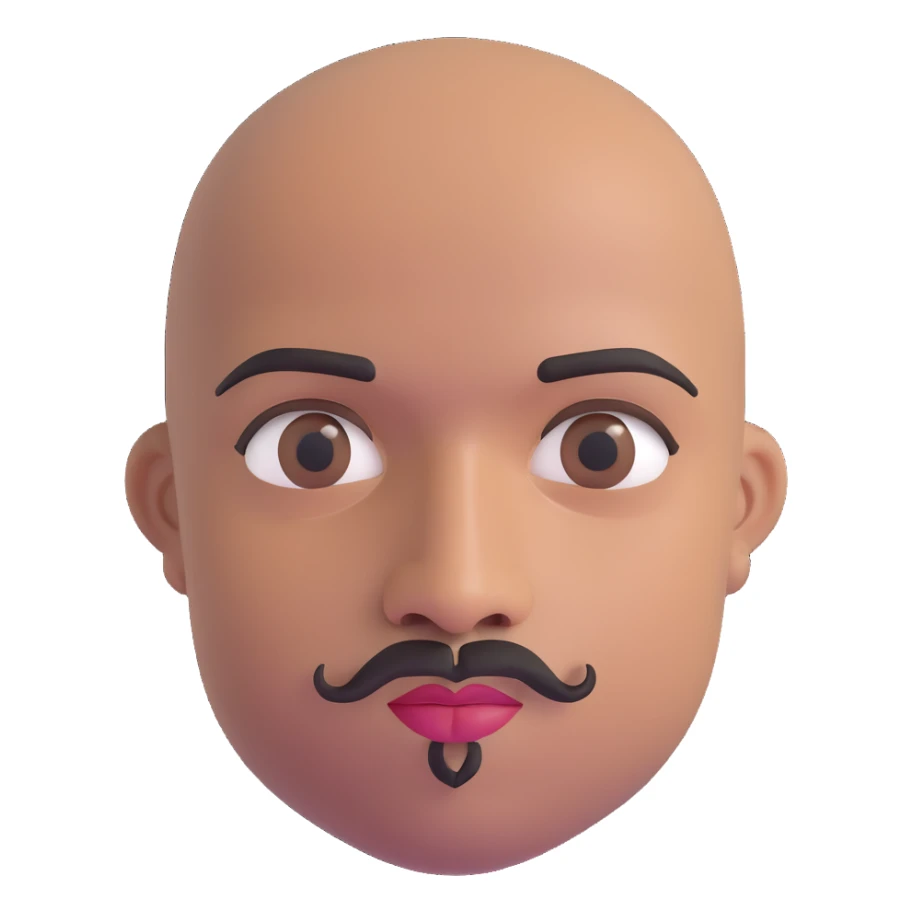 Oxumarê as a 37-year-old bald Black man with smooth oval head, indigenous facial features, mustache with goatee (no hair on sides of face), contour from chin to lips, and a beauty mark on left side below lip, Memoji style sticker