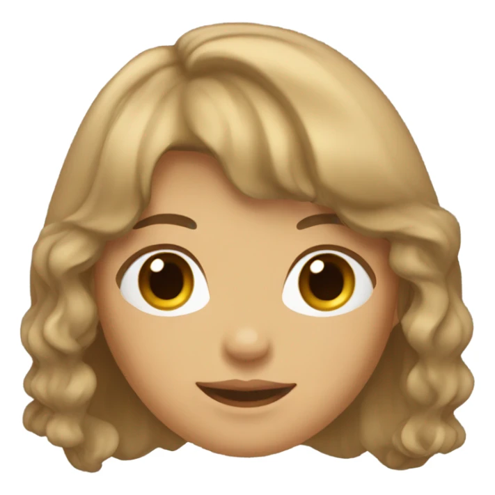 Girl with light brown wavy hair with bangs and brown eyes sticker