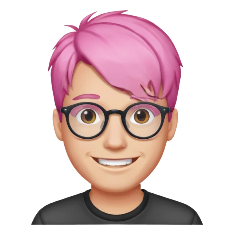 pink haired guy with glasssess sticker