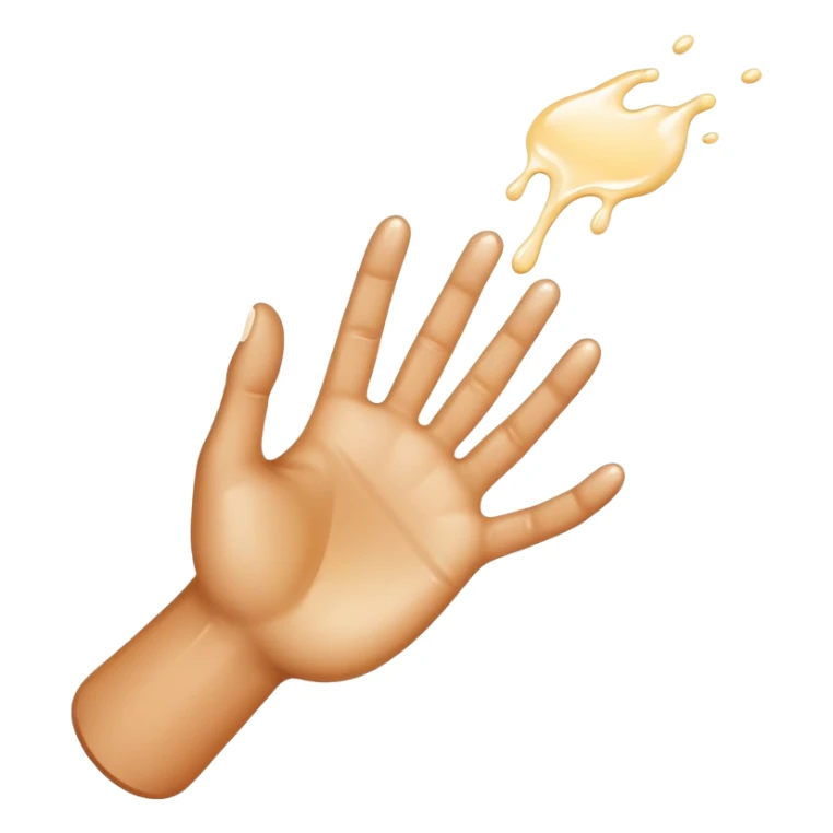 milk dripping directly off palm of light brown hand with 5 fingers sticker