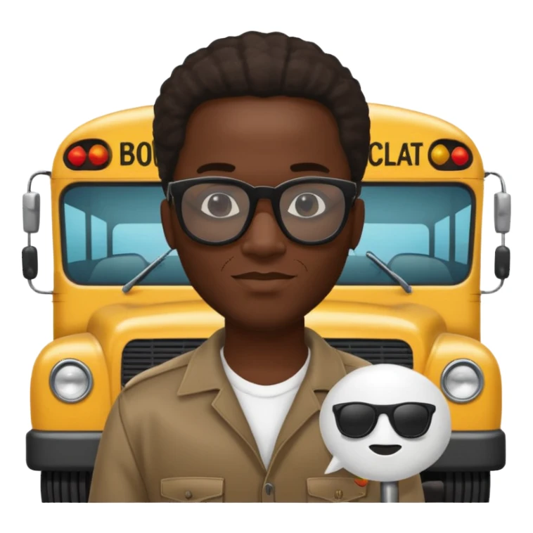 a school bus with a jamaican man saying bomboclat ("BOMBOCLAT' in speech bubble in front of the man) THE SPEECH BUBBLE MUST SAY BOMBOCLAT sticker