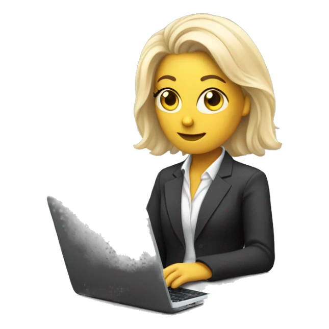 White Woman with Laptop busy with coding for Office Work by thinking future me nice hair suit  sticker