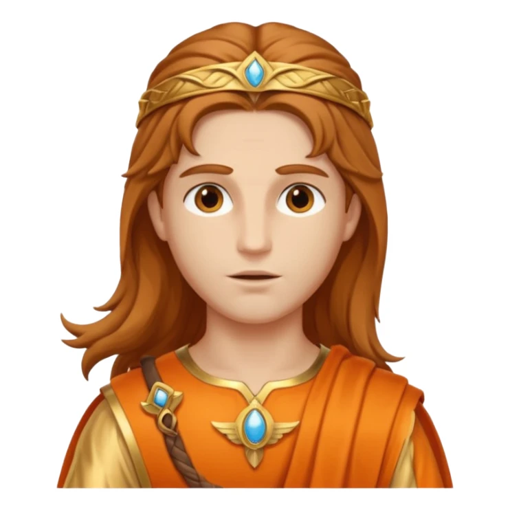 Mercury, Message God from Rome Mythology with long light brown hair , orange and gold outfit, sticker