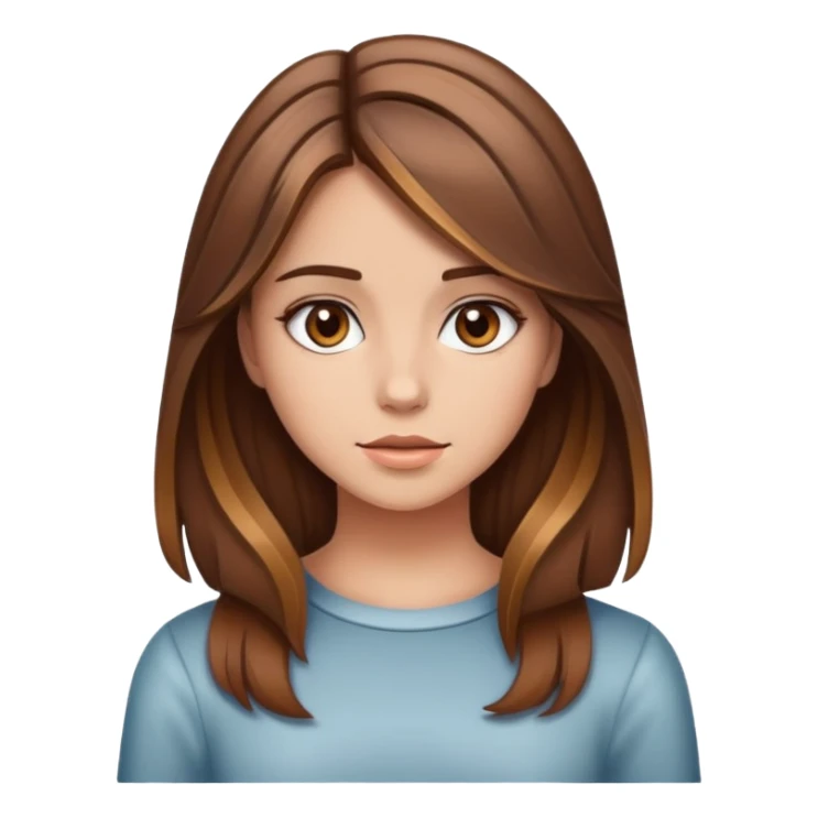 A pretty girl with brown hair and highlights gripping sticker