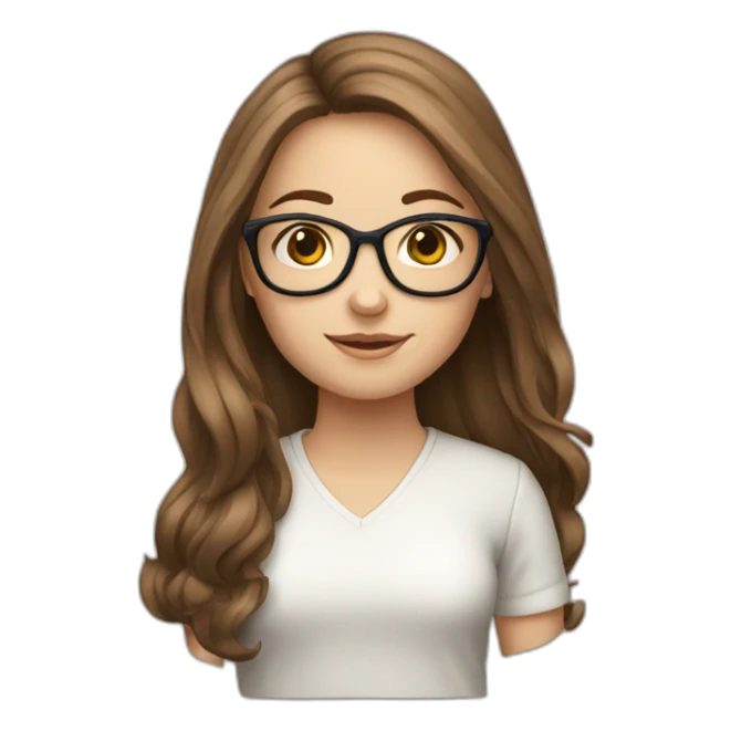 long brown haired white girl with glasses sticker