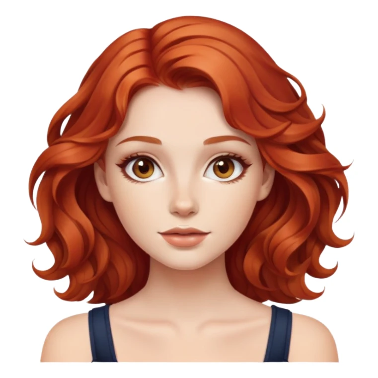 beautiful girl with wavy red hair, natural makeup look sticker