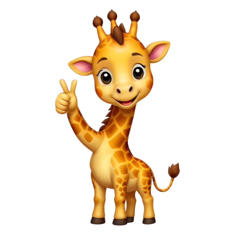 Cartoon cute dwarf giraffe with a smile, giving a big thumbs-up sticker