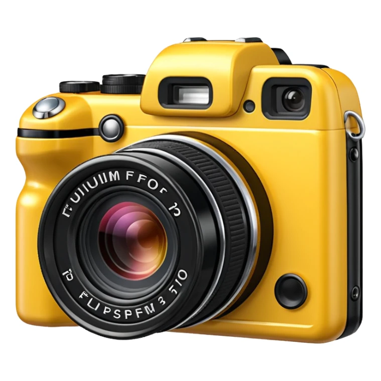 Transform this into a stylized 3D emoji-style icon of a retro [Fujifilm FinePix F30] sticker