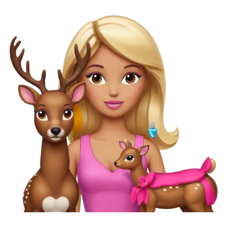 brown skin blonde barbie with deer sticker
