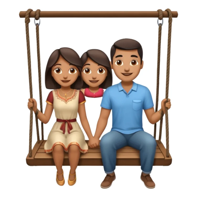 indian man and woman sitting on two seater swing sticker