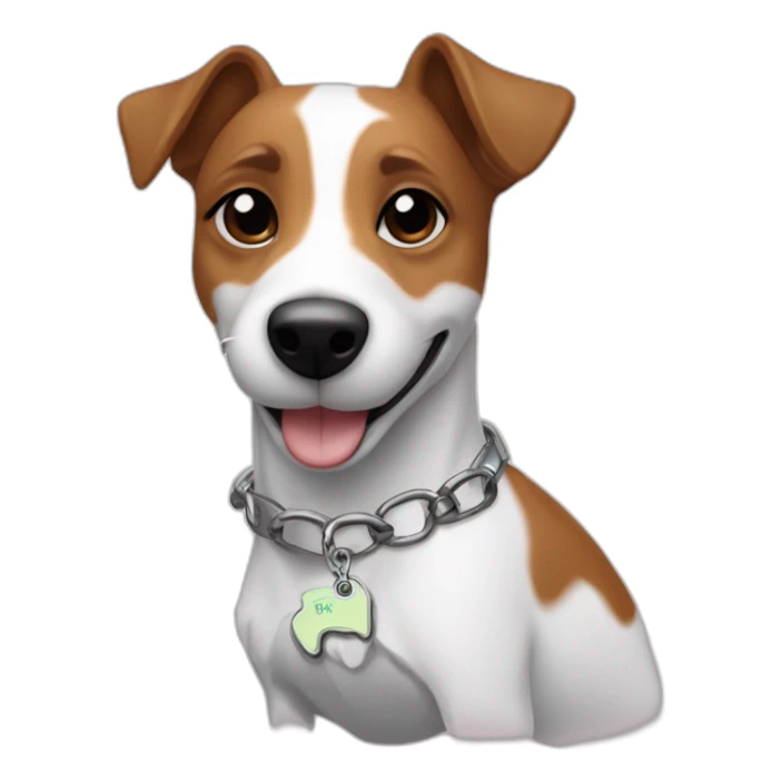 jack russel with a keychain that says kokos sticker