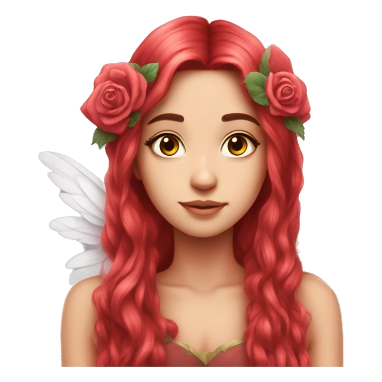 big wings, rose, Beautiful, fairy, red, long hair sticker