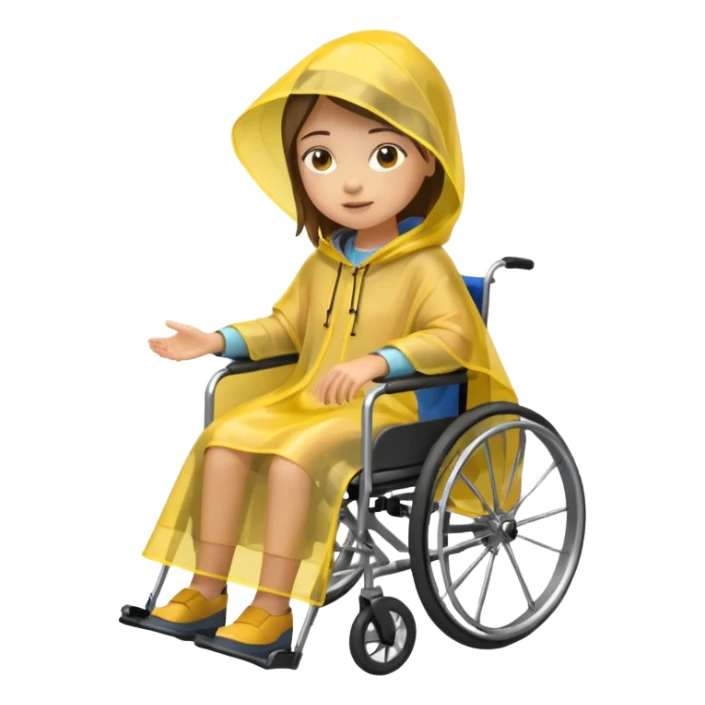Girl in a wheelchair with rain poncho sticker