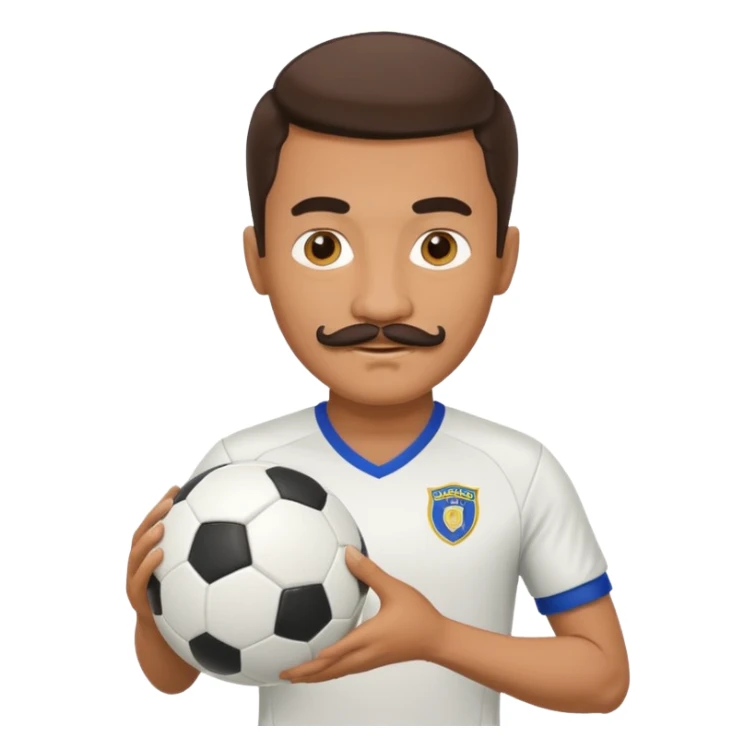 man soccer player with mustache holding soccer ball sticker