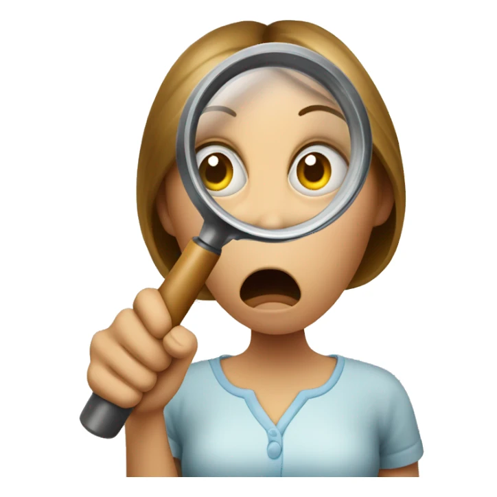 shocked woman with magnifying glass sticker