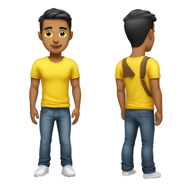 hombre joven con playera amarilla con cabello chino largo de piel blanca sticker