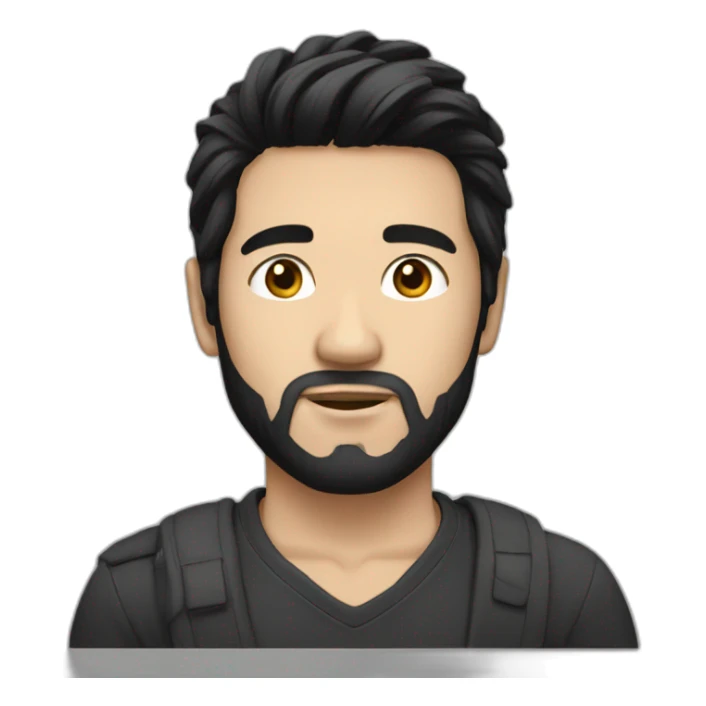 White man laptop black hair asian sticker