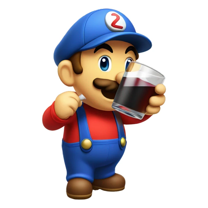 Mario plumber drinking alcohol with a hat that says “HOPE” sticker