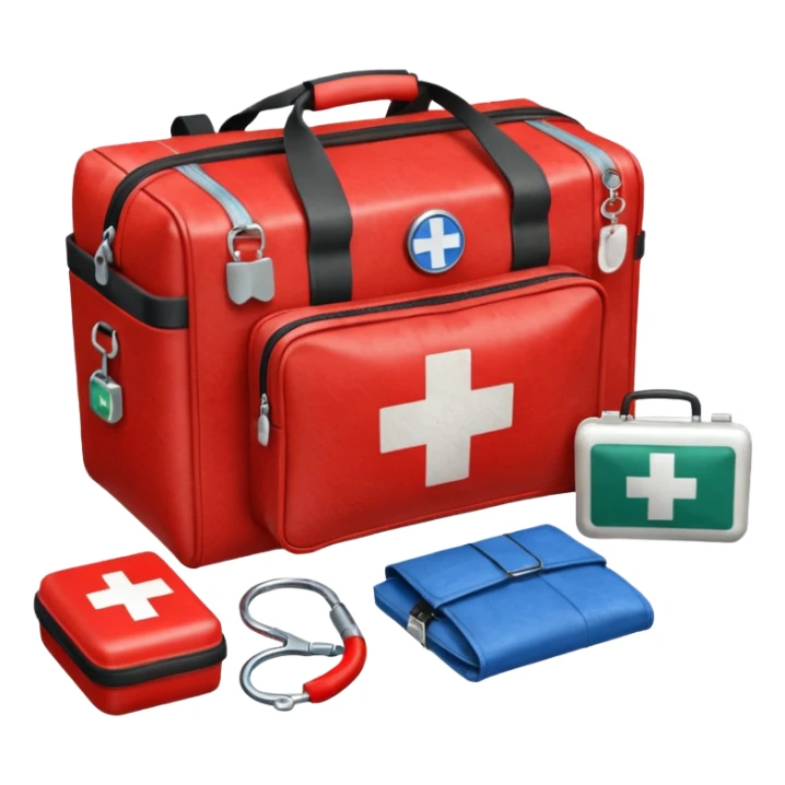 A paramedic’s emergency kit bag placed beside the ambulance door.
 sticker