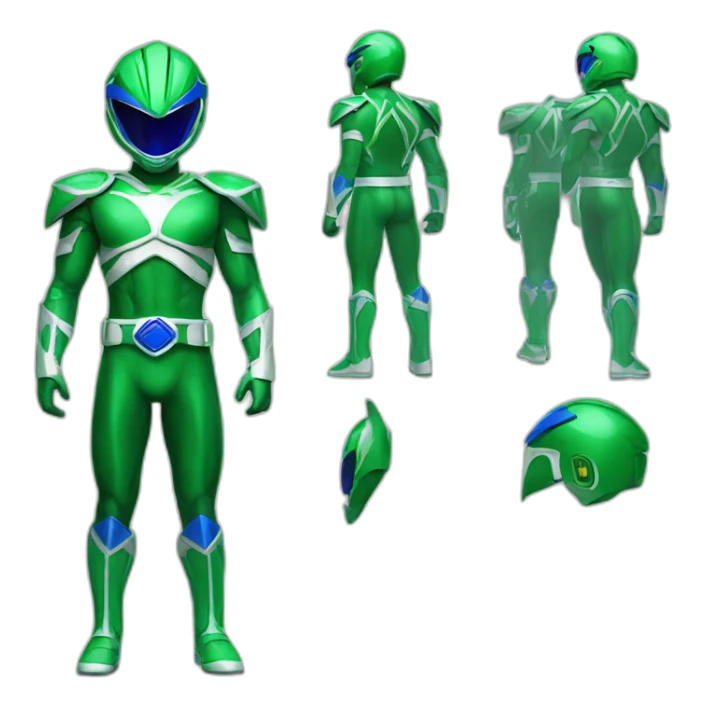 green and blue power ranger full body sticker
