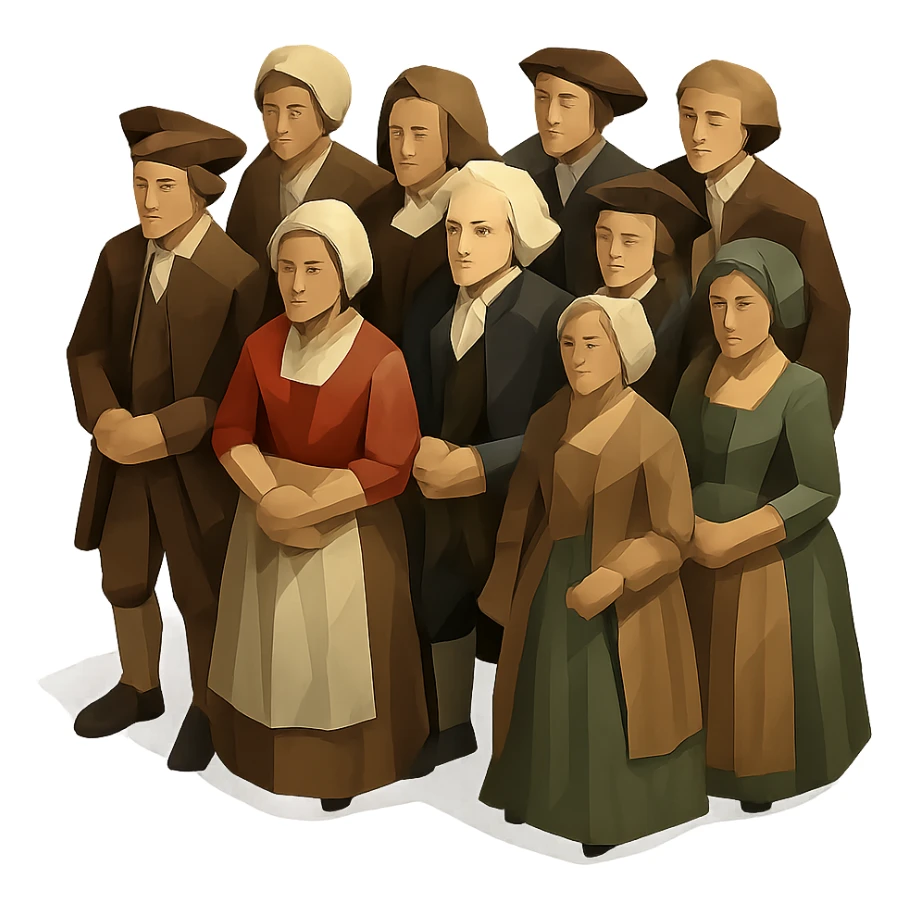 isometric full-body illustration of an 18th century crowd sticker