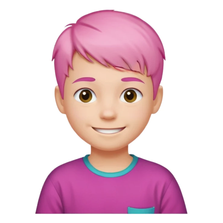 Cute kid with short pink hair and smile, half body sticker