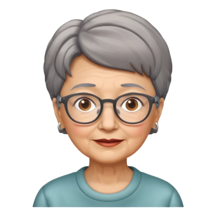 grandma, short gray and brown  hair and glasses sticker