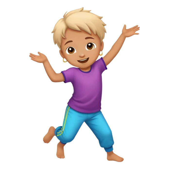 child dancing joyfully, colorful and energetic sticker
