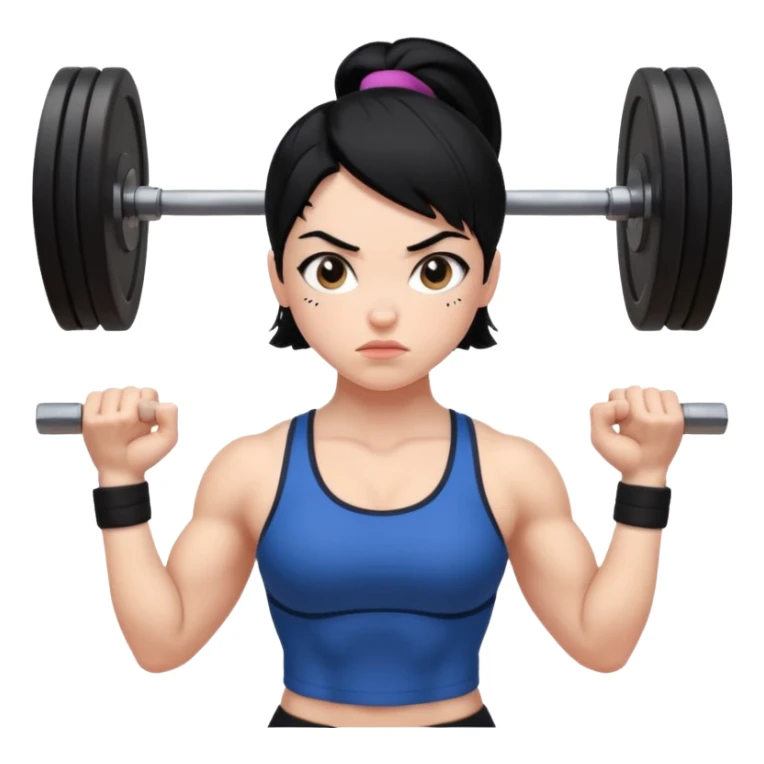 Weightlifting girl with black hair sticker