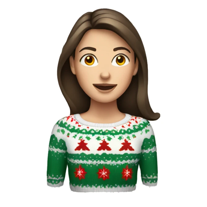 brunette caucasian women in a christmas sweater  sticker