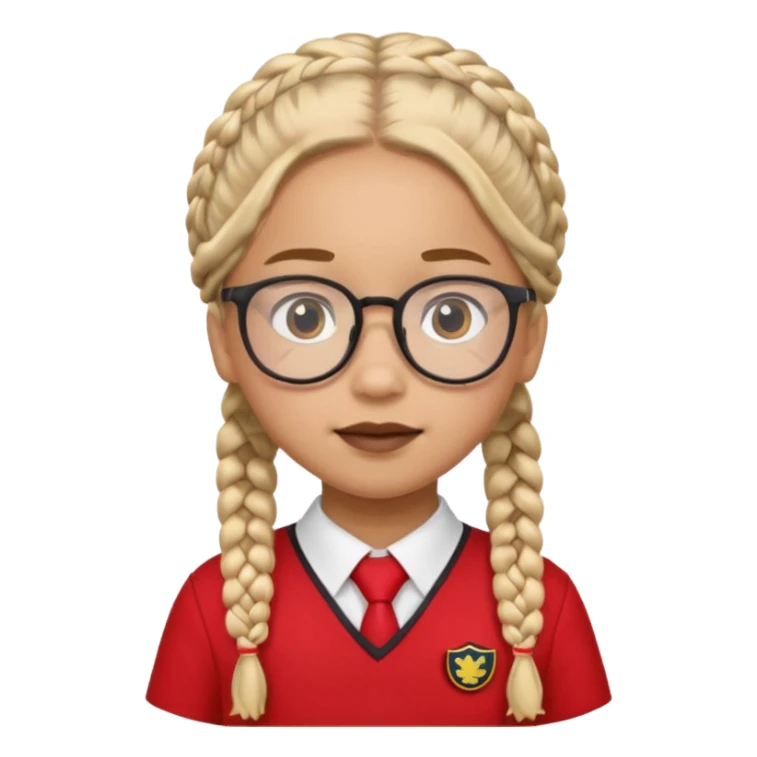 red uniform wearing scout kid with braids and glassess sticker