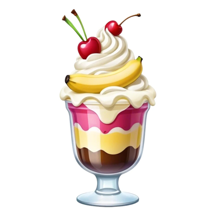 cute banana split in glass ice cream cup sticker