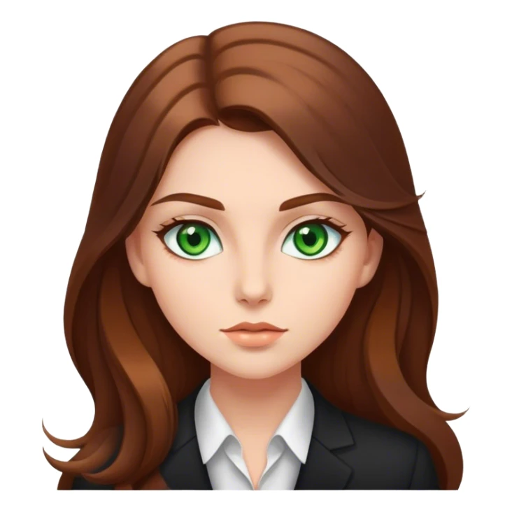 Business girl . With green eyes . Long brown hair sticker
