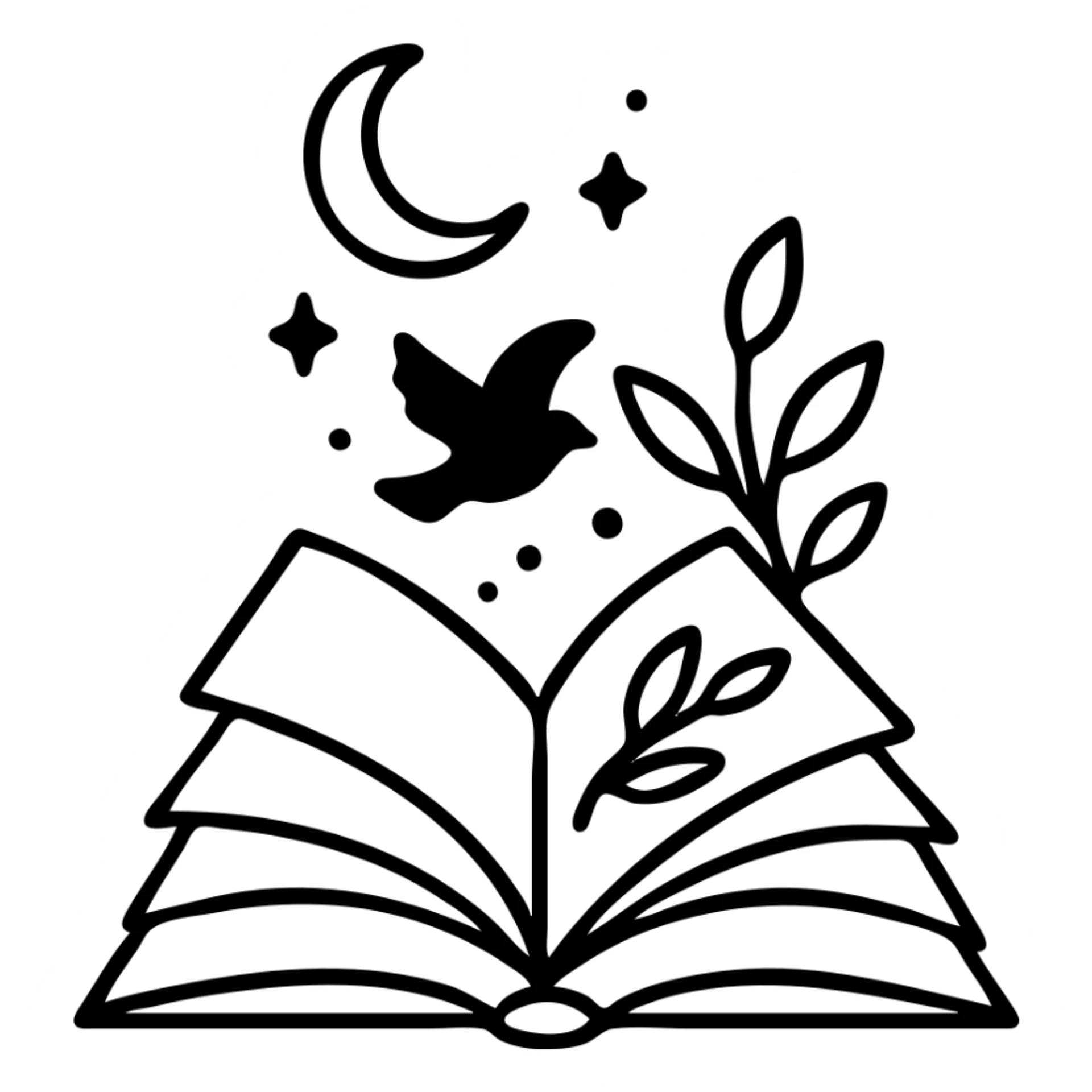 A clear drawing of a book emitting magic, with all elements having sharp contours, heavy shadows, and strong highlights where appropriate. The style is a straightforward drawing, not an art illustration, based on the reference image. sticker