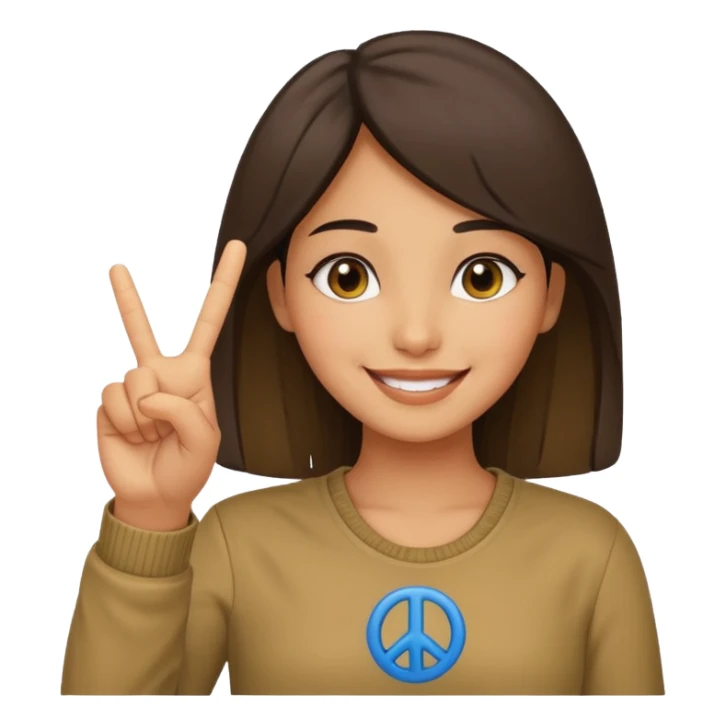 smiling girl with peace sign\ sticker