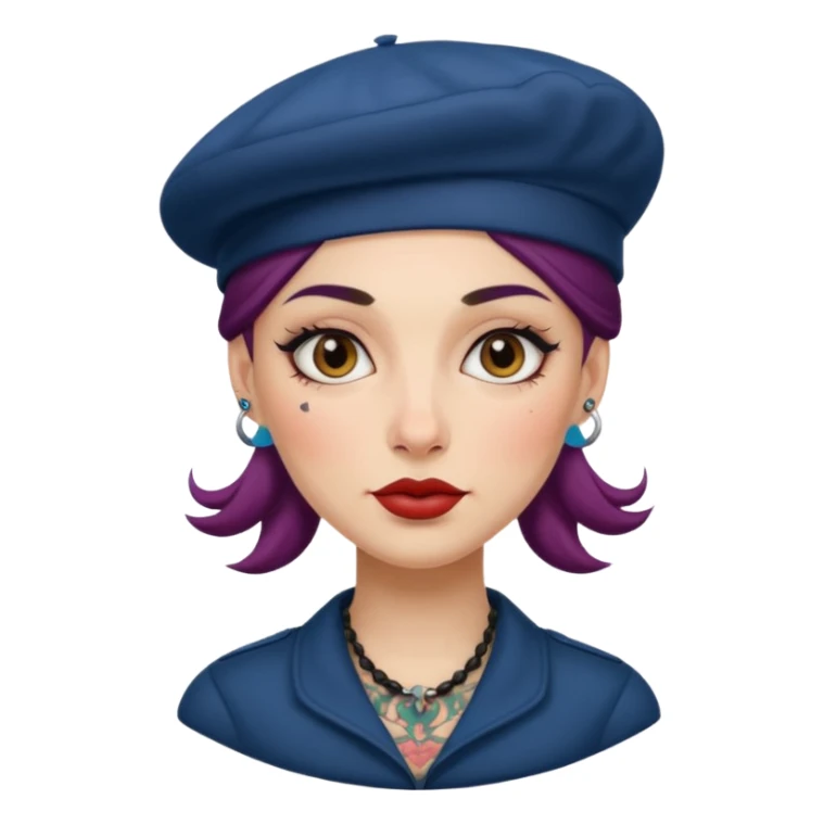 woman with tattooed faces wearing berets sticker