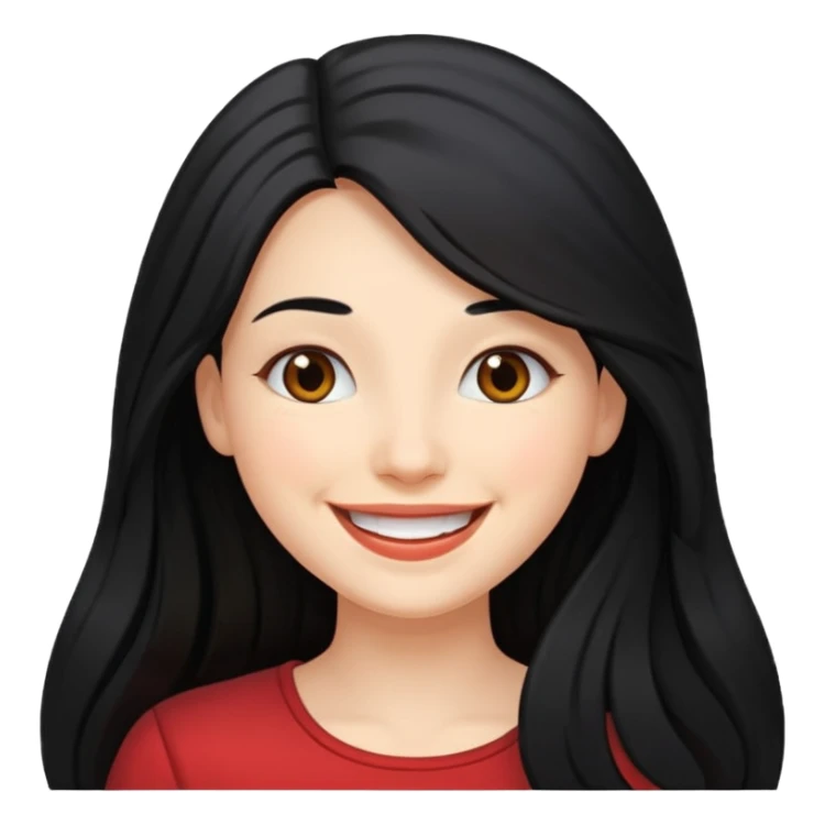 a happy woman with long black hair sticker