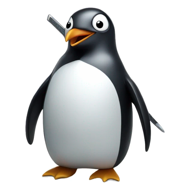 penguin with a sword in its mouth sticker